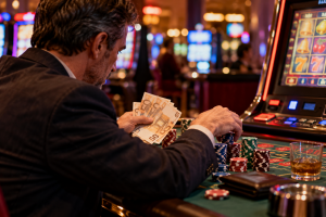 Partida intensa entre luces de casino